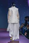 Shop_Pankaj & Nidhi_Pink Silk Cut Work, Embroidery Collared Botanical Quilted Jacket _at_Aza_Fashions