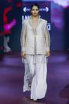 Buy_Pankaj & Nidhi_Pink Silk Cut Work, Embroidery Collared Botanical Quilted Jacket _Online_at_Aza_Fashions