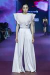 Shop_Pankaj & Nidhi_Ivory Wavy Scallop Cape Top _Online_at_Aza_Fashions