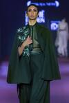 Buy_Pankaj & Nidhi_Green Silk Organza Bandeau Neck Cypress Semi Sheer Shirt _Online_at_Aza_Fashions