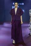 Buy_Pankaj & Nidhi_Purple Crepe Applique, Beads Open Neck, Raisin Embroidered Jacket _at_Aza_Fashions