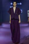 Pankaj & Nidhi_Purple Crepe Applique, Beads Open Neck, Raisin Embroidered Jacket _Online_at_Aza_Fashions