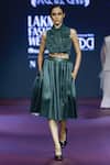 Buy_Pankaj & Nidhi_Green Tulle Beads, Embroidery Cypress Cutwork Tuxedo Yoke _at_Aza_Fashions