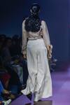Shop_Pankaj & Nidhi_Cream Tulle, Organza, Cut Work, Black Cutwork Tuxedo Yoke And Shirt Set _at_Aza_Fashions