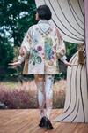 Shop_Pankaj & Nidhi_Multi Color Lycra Sequins, Chains, Patchwork Floral Quilted Jacket And Catsuit _at_Aza_Fashions