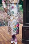 Pankaj & Nidhi_Multi Color Satin Multicolor Floral Abstract Midi Skirt _Online_at_Aza_Fashions