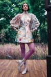 Buy_Pankaj & Nidhi_Multi Color Multicolor Abstract Floral Cape _at_Aza_Fashions