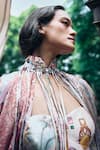 Pankaj & Nidhi_Multi Color Multicolor Abstract Floral Cape _Online_at_Aza_Fashions