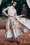 Pankaj & Nidhi_Multi Color Lycra, Silk Organza Floral Embellished Yoke Tuxedo Skirt Set _Online_at_Aza_Fashions