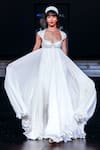 Buy_Rohit Bal_Ivory Chiffon, Chanderi Sequins, Zari Floral Embroidered Anarkali Set _at_Aza_Fashions