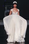 Buy_Rohit Bal_Ivory Chiffon, Chanderi Sequins, Zari Floral Embroidered Anarkali Set _Online_at_Aza_Fashions