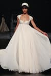 Rohit Bal_Ivory Chiffon, Chanderi Sequins, Zari Floral Embroidered Anarkali Set _at_Aza_Fashions