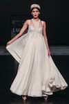 Buy_Rohit Bal_Ivory Cotton Embroidery Halter Neck Resham Floral Anarkali And Churidar _at_Aza_Fashions