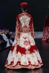 Shop_Rohit Bal_Ivory Velvet, Silk Embroidery Mandarin Collar Anarkali Set With Jacket _at_Aza_Fashions