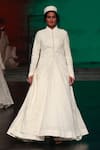 Buy_Rohit Bal_Ivory Silk Embroidery Mandarin Collar Floral Longline Jacket _Online_at_Aza_Fashions