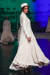 Shop_Rohit Bal_Ivory Silk Embroidery Mandarin Collar Floral Longline Jacket _Online_at_Aza_Fashions