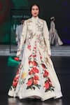 Buy_Rohit Bal_Ivory Silk Embroidery, Sequins, Zari Mandarin Botanical Print Anarkali Set _at_Aza_Fashions