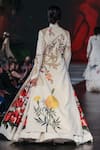 Shop_Rohit Bal_Ivory Silk Embroidery, Sequins, Zari Mandarin Botanical Print Anarkali Set _at_Aza_Fashions