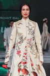 Rohit Bal_Ivory Silk Embroidery, Sequins, Zari Mandarin Botanical Print Anarkali Set _Online_at_Aza_Fashions