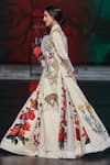 Rohit Bal_Ivory Silk Embroidery, Sequins, Zari Mandarin Botanical Print Anarkali Set _at_Aza_Fashions