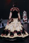 Shop_Rohit Bal_Black Matka Silk Embroidered Zari Mandarin Floral Velvet Jacket And Skirt Set _at_Aza_Fashions