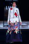 Buy_Rohit Bal_Ivory Chanderi Embroidered Resham Floral Print Jacket And Color Block Skirt _at_Aza_Fashions