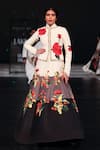 Buy_Rohit Bal_Ivory Chanderi Embroidered Resham Floral Print Jacket And Color Block Skirt 