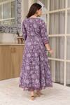 Shop_Asrumo_Purple Cotton, Denim Embroidery Round Neck Floral Jaal Anarkali Pant Set _at_Aza_Fashions