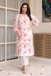 Shop_ASRUMO_White Kurta And Pant Chanderi Embroidered Thread Round Floral Set _Online_at_Aza_Fashions