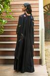 Shop_Vaayu_Black Giza Silk Embroidered Floral Applique V Neck Coal Anarkali With Dupatta _at_Aza_Fashions