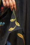 Buy_Vaayu_Black Giza Silk Embroidered Floral Applique V Neck Coal Anarkali With Dupatta 