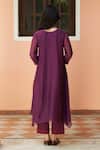 Shop_Vaayu_Purple Muslin Embroidery Round Neck Kurta Set With Pant _at_Aza_Fashions