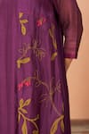 Shop_Vaayu_Purple Muslin Embroidery Round Neck Kurta Set With Pant _Online_at_Aza_Fashions
