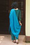 Shop_Vaayu_Green Giza Silk Embroidered Floral Applique V Neck Kurta Pant Set _at_Aza_Fashions