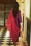 Shop_Vaayu_Purple Giza Silk Embroidered Floral Applique V Neck Kurta Pant Set _at_Aza_Fashions