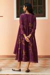Shop_Vaayu_Purple Muslin Cotton Embroidered Floral Applique Jacket Style Midi Dress With _at_Aza_Fashions