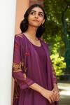 Vaayu_Purple Muslin Cotton Embroidered Floral Applique Jacket Style Midi Dress With _at_Aza_Fashions