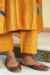 Buy_Vaayu_Yellow Muslin Cotton Embroidered Floral Applique Round Keyhole Kurta Pant Set 