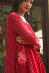 Buy_Vaayu_Red Muslin Cotton Embroidered Linear Round Crimson Midi Dress _Online_at_Aza_Fashions