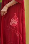 Shop_Vaayu_Red Muslin Cotton Embroidered Linear Round Crimson Midi Dress _Online_at_Aza_Fashions