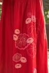 Vaayu_Red Muslin Cotton Embroidered Floral Applique Round Midi Dress _at_Aza_Fashions