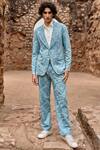 Buy_Dash and Dot_Blue 68% Cotton Woven Jacquard Blazer And Pant Set _at_Aza_Fashions