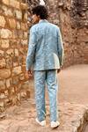 Shop_Dash and Dot_Blue 68% Cotton Woven Jacquard Blazer And Pant Set _at_Aza_Fashions