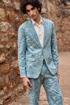 Shop_Dash and Dot_Blue 68% Cotton Woven Jacquard Blazer And Pant Set 