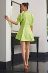 Shop_Kay Kay_Green Poplin Pearls Collared Neon Embellished Shirt Dress _at_Aza_Fashions