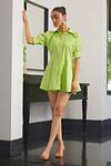 Buy_Kay Kay_Green Poplin Pearls Collared Neon Embellished Shirt Dress _Online_at_Aza_Fashions