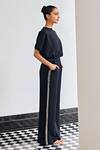 Shop_Kay Kay_Black Polyester, Silk Embroidery Round Neck Designer Top And Pant Set _Online_at_Aza_Fashions