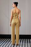 Shop_Kay Kay_Beige Poplin, Linen Embroidery, Lace, Pearls Floral Embellished Top And Pant Set _at_Aza_Fashions