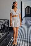 Buy_Kay Kay_White Cotton, Poplin Embroidery V-neck Knotted Crop Top And Schiffli Skirt Set _at_Aza_Fashions