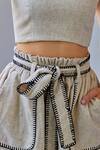 Kay Kay_Beige Cotton Embroidery Round Neck Blanket Stitch Set _Online_at_Aza_Fashions